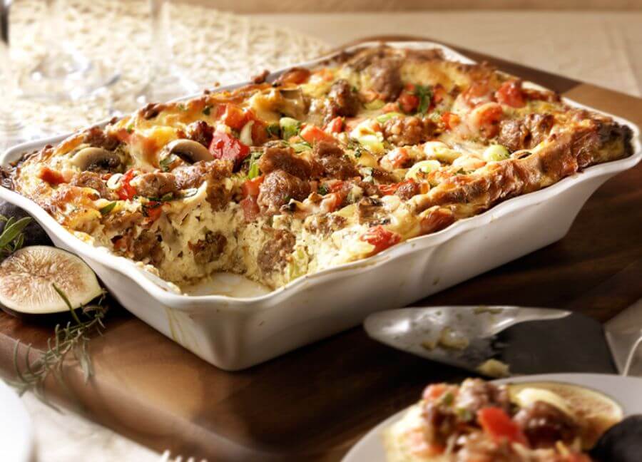 SICILIAN STRATA (BAKED EGG) WITH HOT ITALIAN SAUSAGE